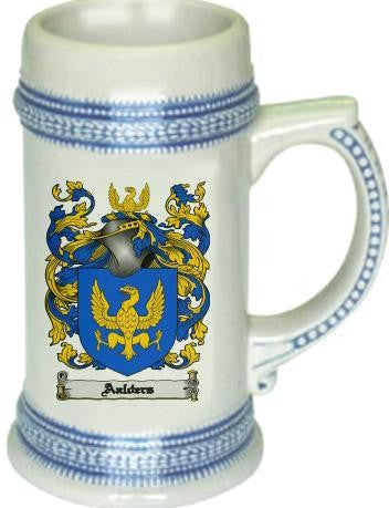 Aalders family crest stein coat of arms tankard mug