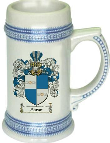 Aaron family crest stein coat of arms tankard mug