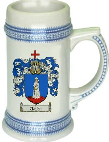 Aasen family crest stein coat of arms tankard mug