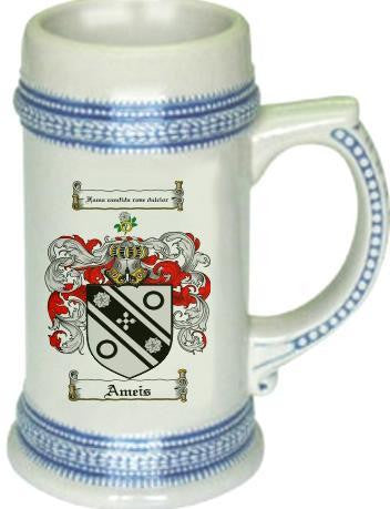 Ameis family crest stein coat of arms tankard mug