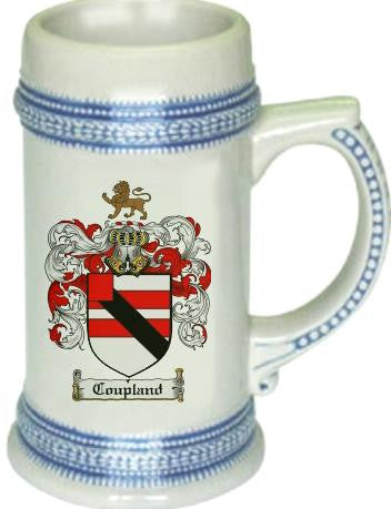 Coupland family crest stein coat of arms tankard mug