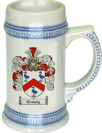 Crawly family crest stein coat of arms tankard mug