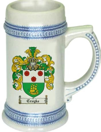 Crayke family crest stein coat of arms tankard mug