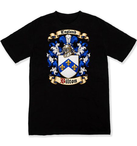 Bilton coat of arms on a black Tshirt