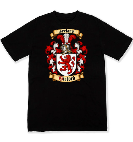Birford coat of arms on a black Tshirt