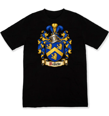 Bedicke coat of arms on a black Tshirt