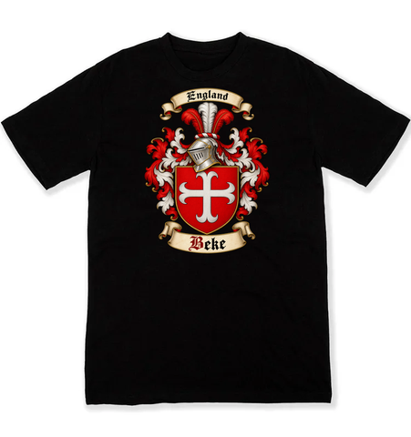 Beke coat of arms on a black Tshirt