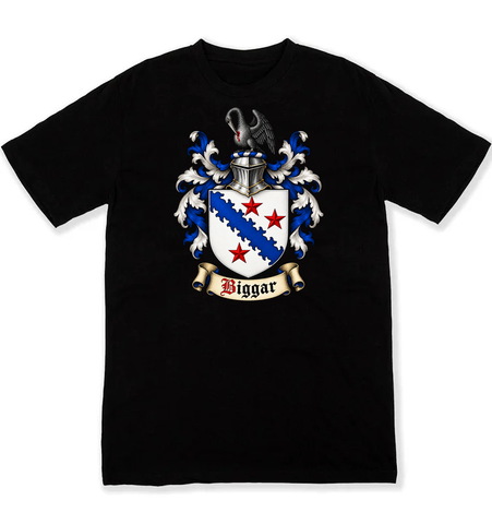 Biggar coat of arms on a black Tshirt