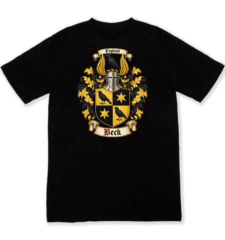 Beck coat of arms on a black Tshirt