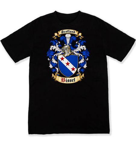 Bisset coat of arms on a black Tshirt