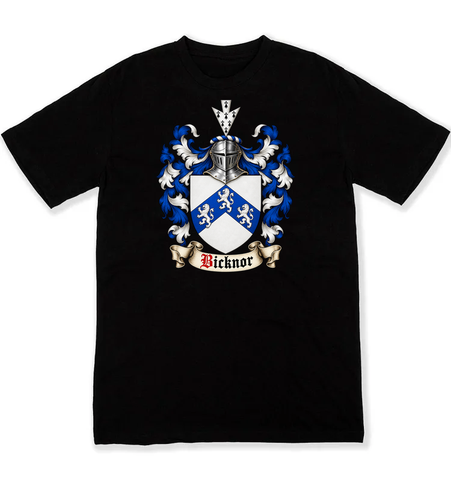 Bicknor coat of arms on a black Tshirt