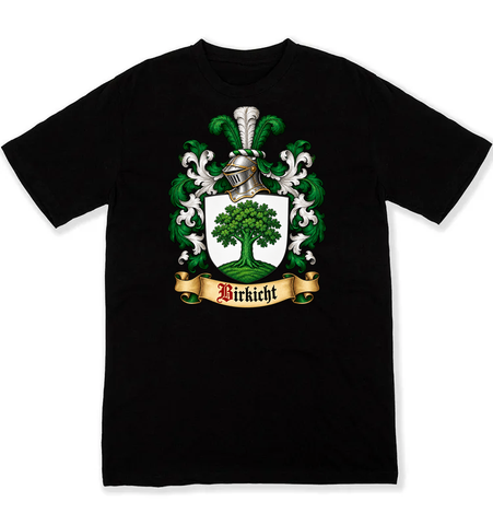 Birkicht coat of arms on a black Tshirt