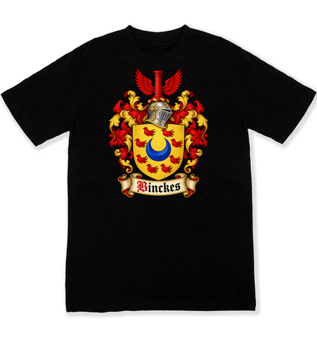 Binckes coat of arms on a black Tshirt