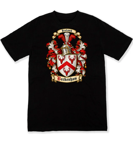 Beckenham coat of arms on a black Tshirt