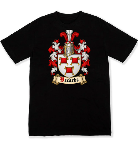Becarde coat of arms on a black Tshirt