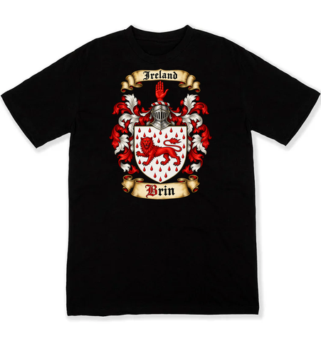 Brin coat of arms on a black Tshirt