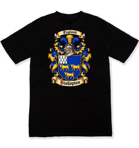 Bishopton - Burke p85 - Warwickshire gold bulls coat of arms on a black Tshirt