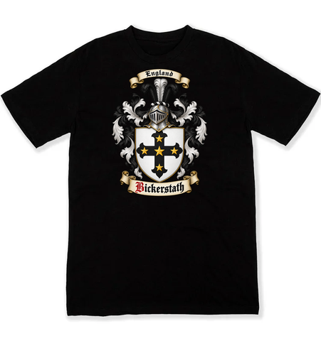 Bickerstath coat of arms on a black Tshirt