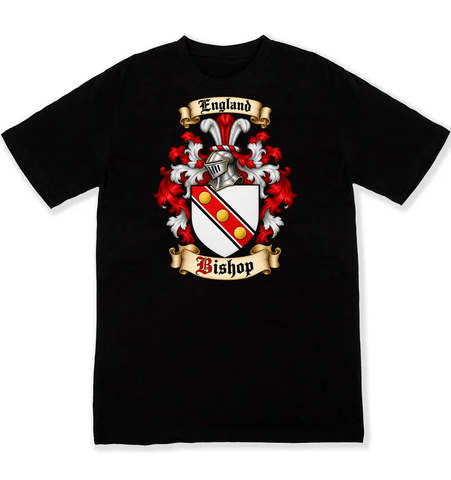Bishop - Burke p85 - Anthony Bishop Oxhill Warwick first listed coat of arms on a black Tshirt