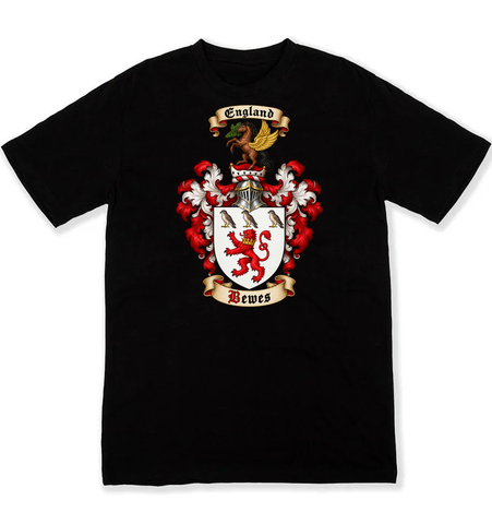 Bewes coat of arms on a black Tshirt