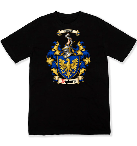 Bigbury coat of arms on a black Tshirt
