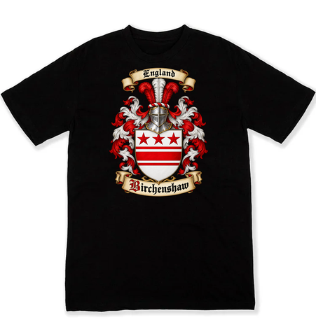 Birchenshaw coat of arms on a black Tshirt
