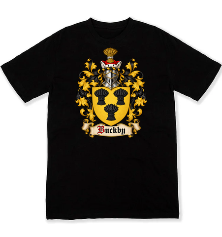 Buckby coat of arms on a black Tshirt