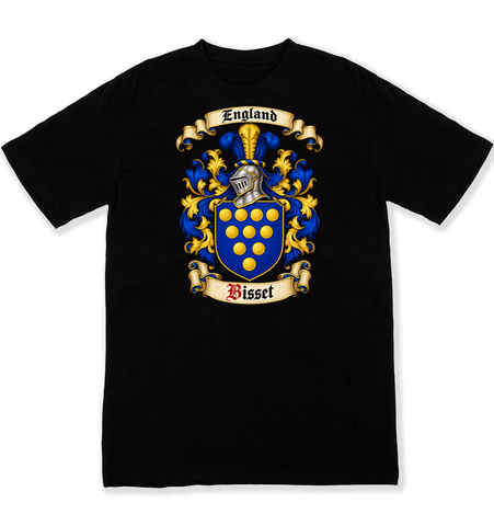 Bisset - Burke p85 - Worcestershire ten bezants coat of arms on a black Tshirt