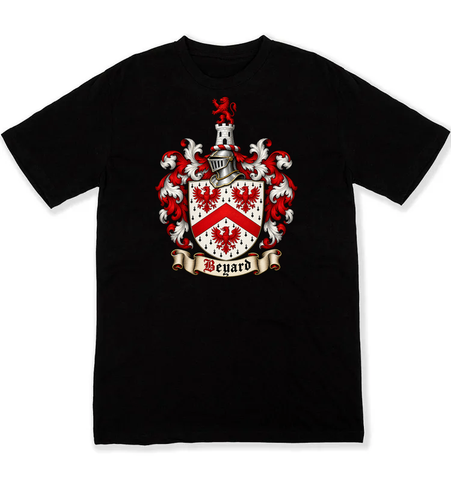Beyard coat of arms on a black Tshirt