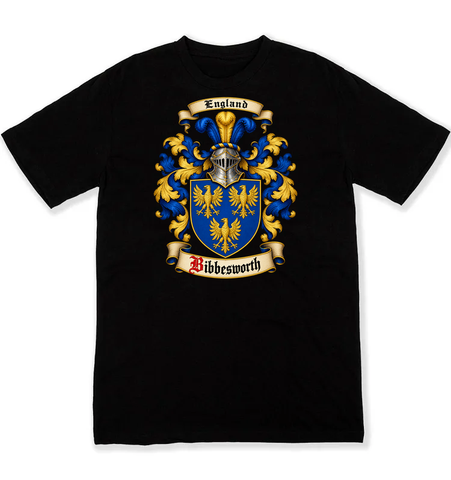 Bibbesworth coat of arms on a black Tshirt