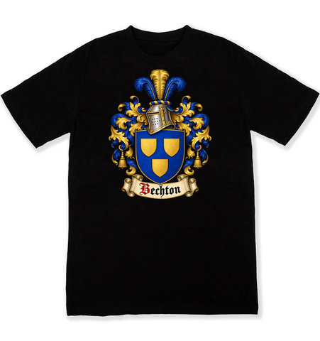 Bechton coat of arms on a black Tshirt