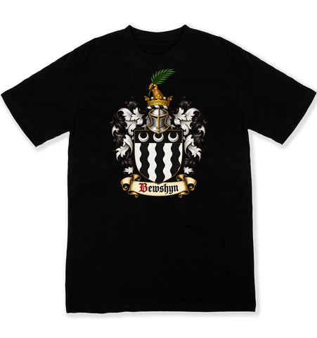 Bewshyn coat of arms on a black Tshirt