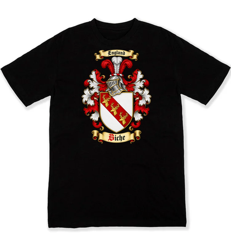Biche coat of arms on a black Tshirt