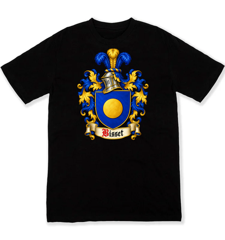 Bisset - Burke p85 - Single bezant coat of arms on a black Tshirt
