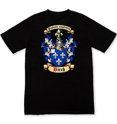 Birch coat of arms on a black Tshirt