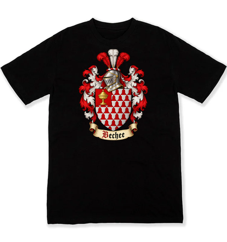 Bechee coat of arms on a black Tshirt