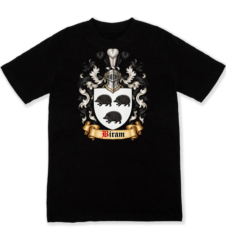 Biram coat of arms on a black Tshirt