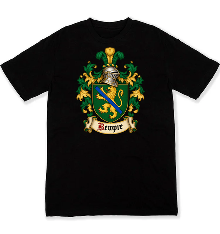 Bewpre coat of arms on a black Tshirt
