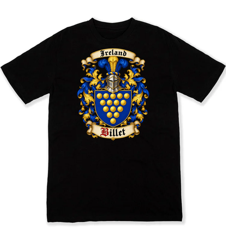 Billet coat of arms on a black Tshirt