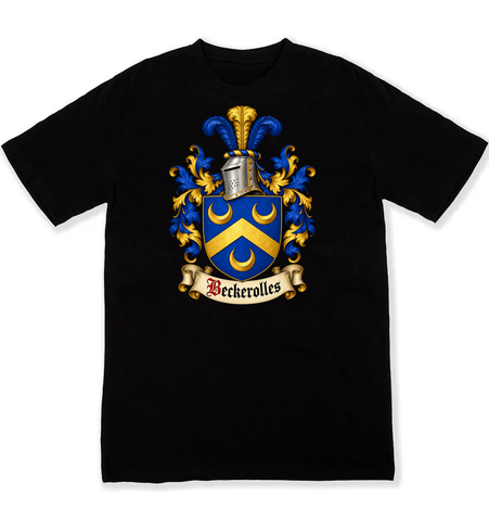 Beckerolles coat of arms on a black Tshirt