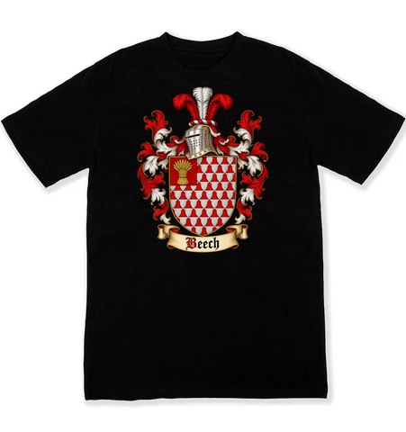 Beech coat of arms on a black Tshirt