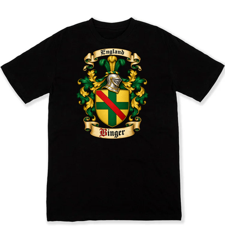Binger coat of arms on a black Tshirt