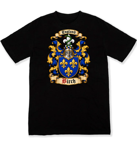 Birch coat of arms on a black Tshirt