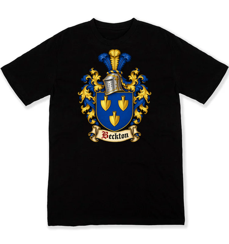 Beckton coat of arms on a black Tshirt