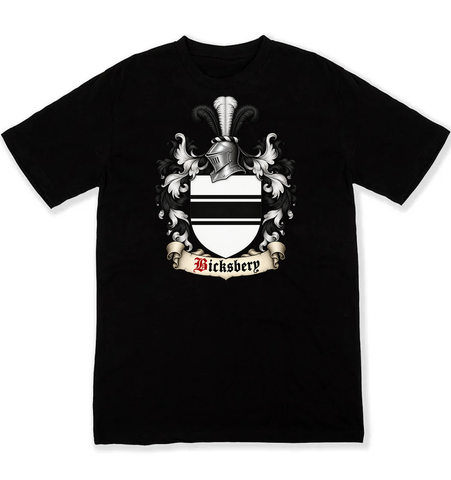 Bicksbery coat of arms on a black Tshirt