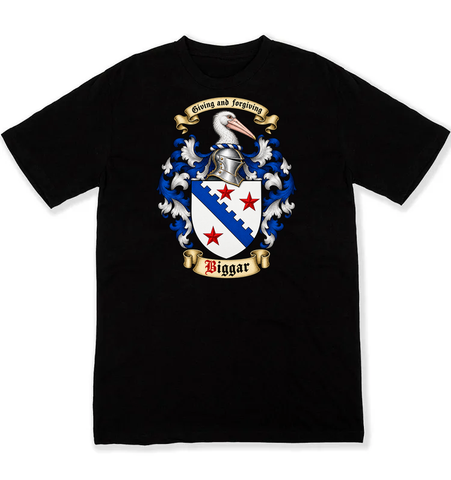 Biggar coat of arms on a black Tshirt