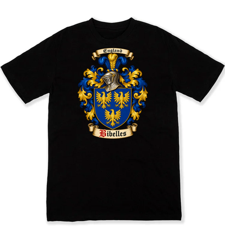 Bibelles coat of arms on a black Tshirt