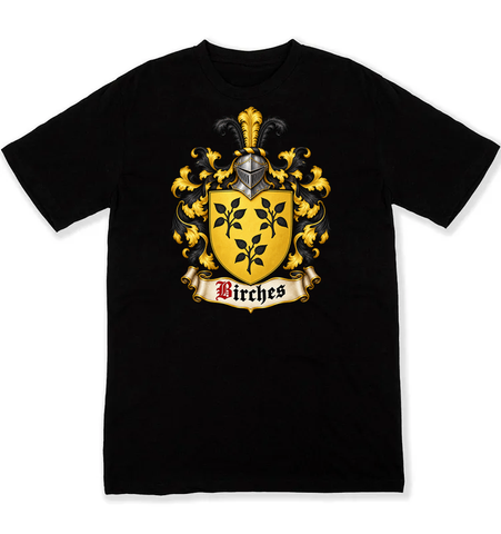 Birches coat of arms on a black Tshirt