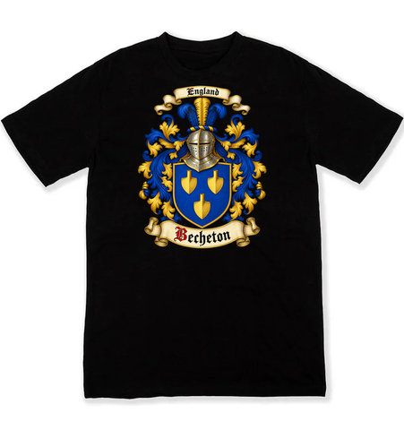 Becheton coat of arms on a black Tshirt
