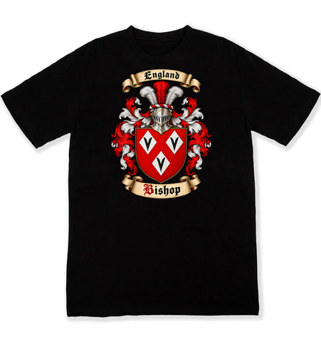 Bishop coat of arms on a black Tshirt